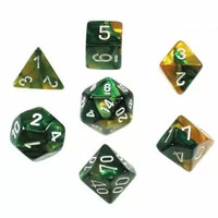 Chessex Gemini Green & Gold/White RPG Dice Set