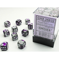Chessex Gemini Purple-Steel/White D6 Set
