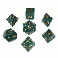 Chessex Opaque Dusty Green/Copper RPG Dice Set