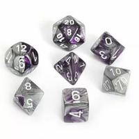 Chessex Gemini Purple-Steel/White RPG Dice Set