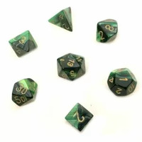 Chessex Gemini Black-Green/Gold RPG Dice Set