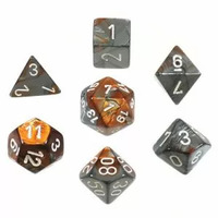 Chessex Gemini Copper-Steel/White RPG Dice Set