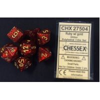 Chessex Glitter Ruby Red/Gold RPG Dice Set
